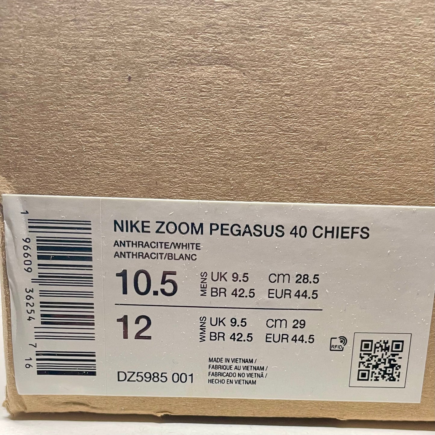 Nike Zoom Pegasus 40 ‘Chiefs’ Size 10.5M